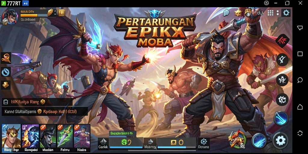 Tangkapan layar gameplay epik dari 777RT MOBA.