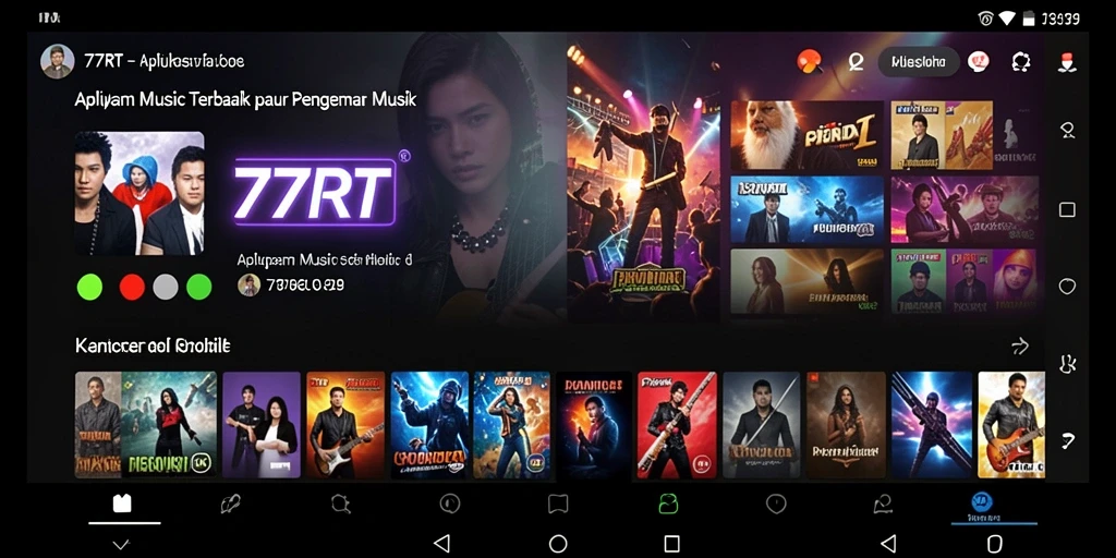 Screenshot dari gameplay 77RT dengan berbagai lagu menarik.