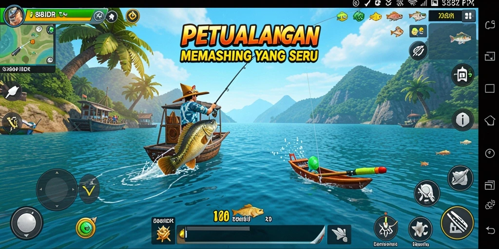Tampilan gameplay 888IDR yang menampilkan aksi memancing yang seru.