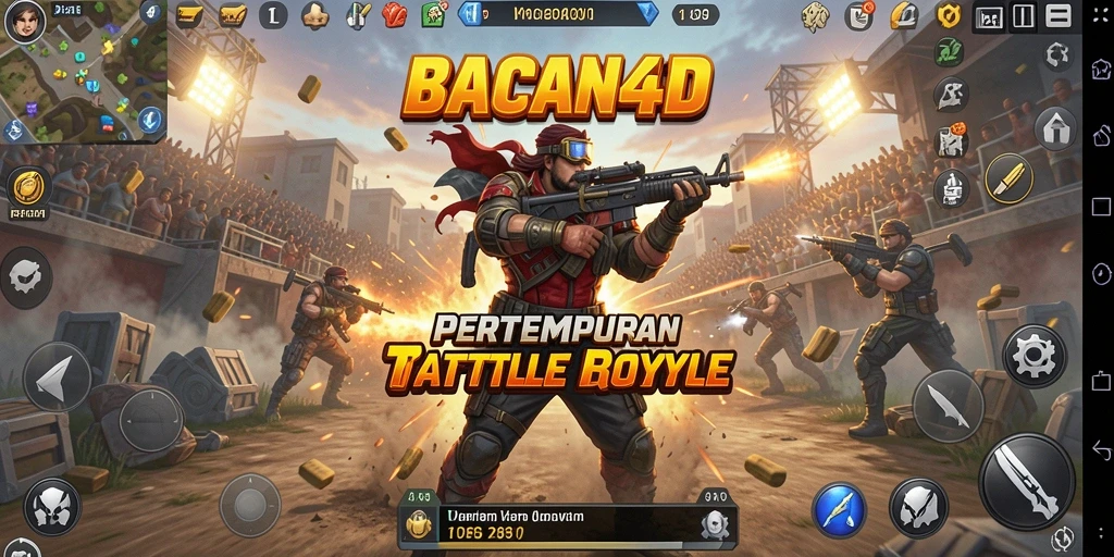 Tangkapan layar gameplay BACAN4D menunjukkan intensitas pertempuran Battle Royale.