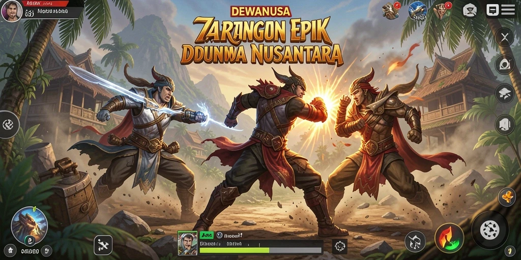 Gameplay seru dengan pertarungan tokoh Nusantara yang menegangkan.