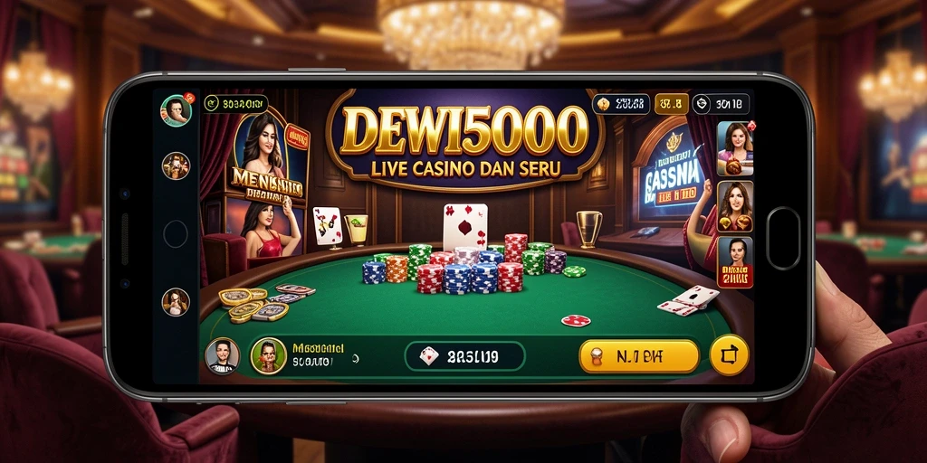 Screenshot gameplay DEWI5000 menampilkan suasana kasino langsung yang menegangkan.