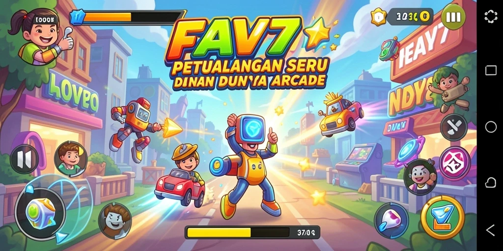 Tangkapan layar gameplay FAV77 yang penuh aksi di dunia arcade.