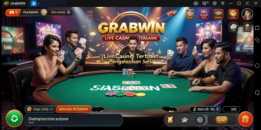 Tampilan gameplay menarik dan dealer langsung di GRABWIN.