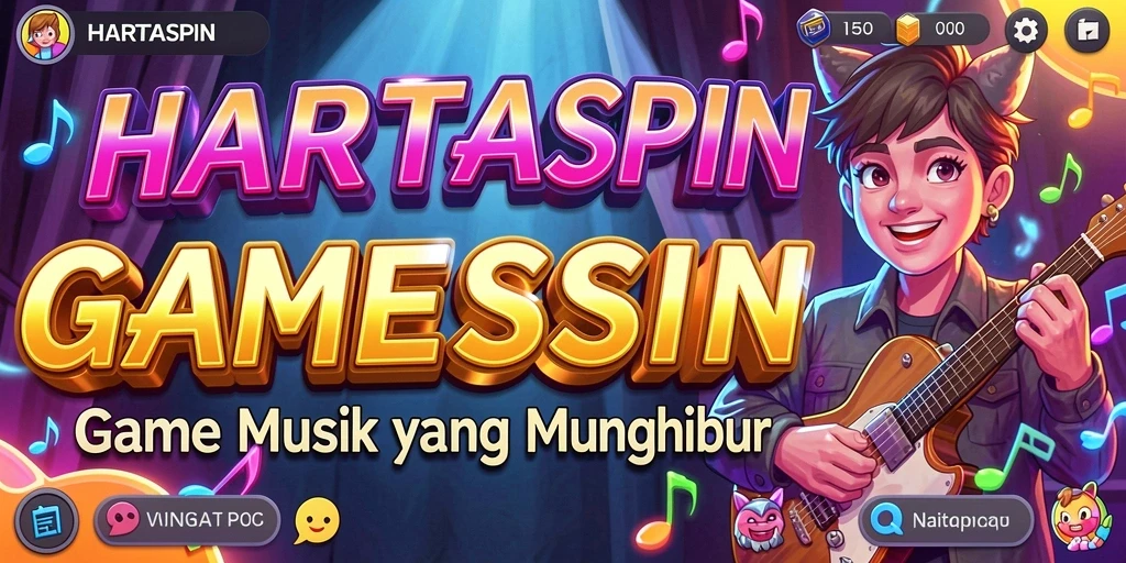 Screenshot HARTASPIN menampilkan gameplay musik yang seru.