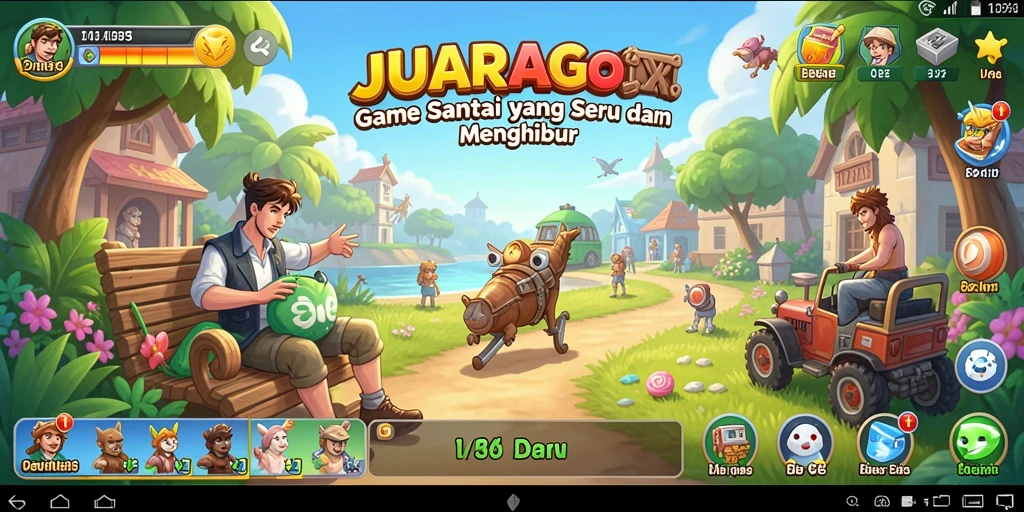 Screenshot utama JUARAGO menampilkan gameplay yang santai dan menghibur.