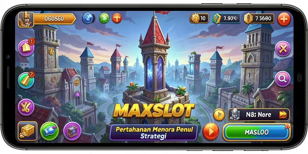 Gameplay MAXSLOT yang mendebarkan dalam pertahanan menara.