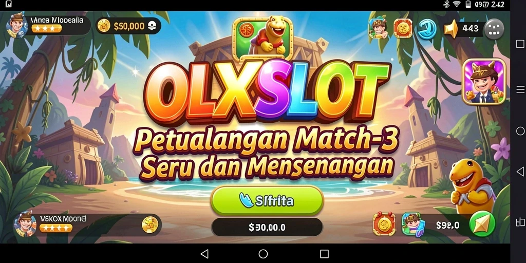 Screenshot OLXSLOT menampilkan gameplay menarik dengan level Match-3.