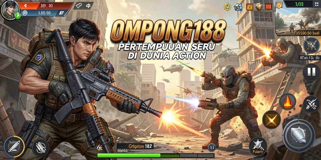 Screenshot OMPONG188 menampilkan aksi pertempuran yang intens.