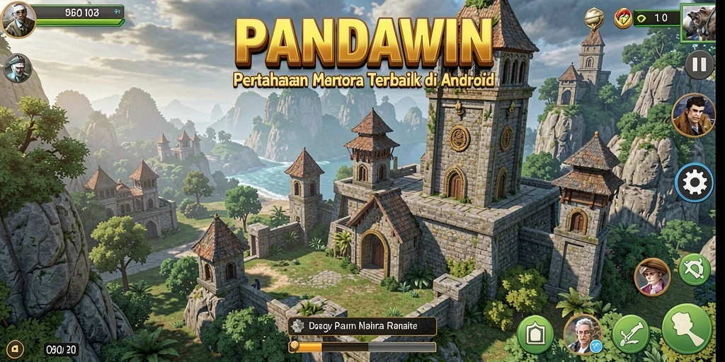 Gameplay seru di PANDAWIN dengan menara beragam dan musuh yang berbahaya.