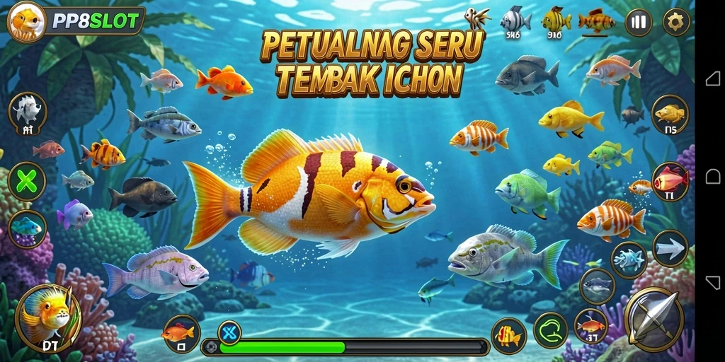 Tampilan gameplay seru dari PP8SLOT saat menembak ikan.