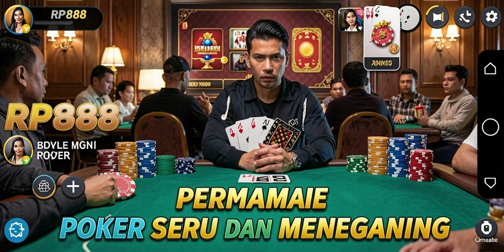 Tampilan gameplay menarik dari RP888 dengan suasana Poker yang mendebarkan.