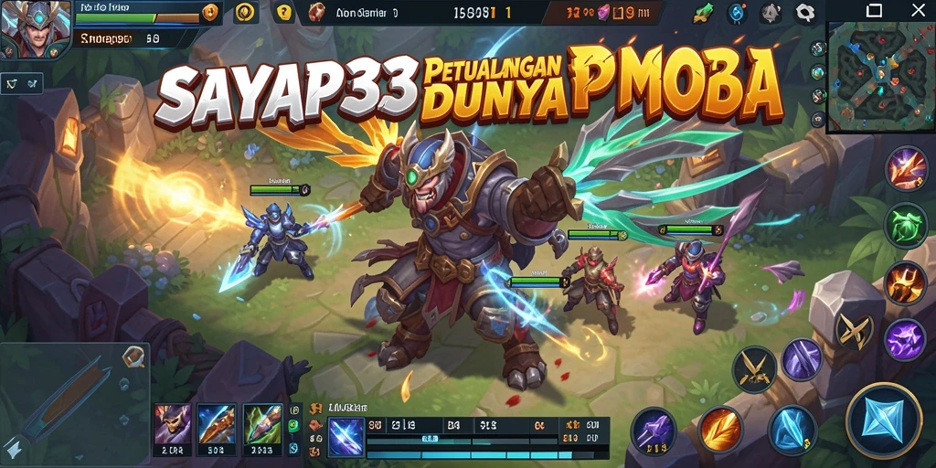 Gameplay <strong>SAYAP33</strong> dengan karakter yang beragam bertarung dalam arena.