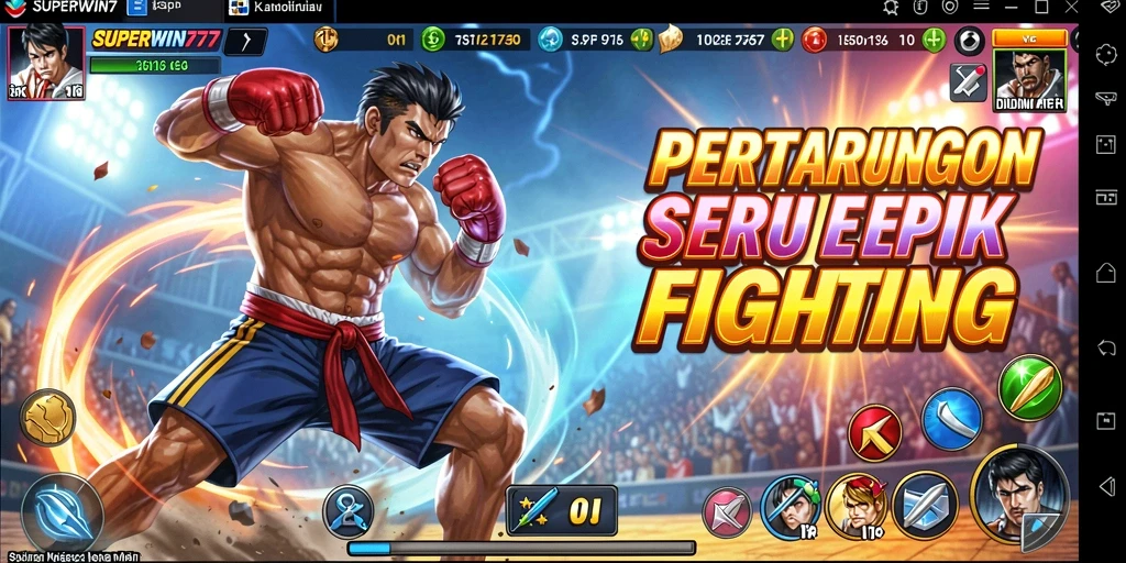 Tangkapan layar SUPERWIN777 menampilkan aksi pertarungan yang mendebarkan.