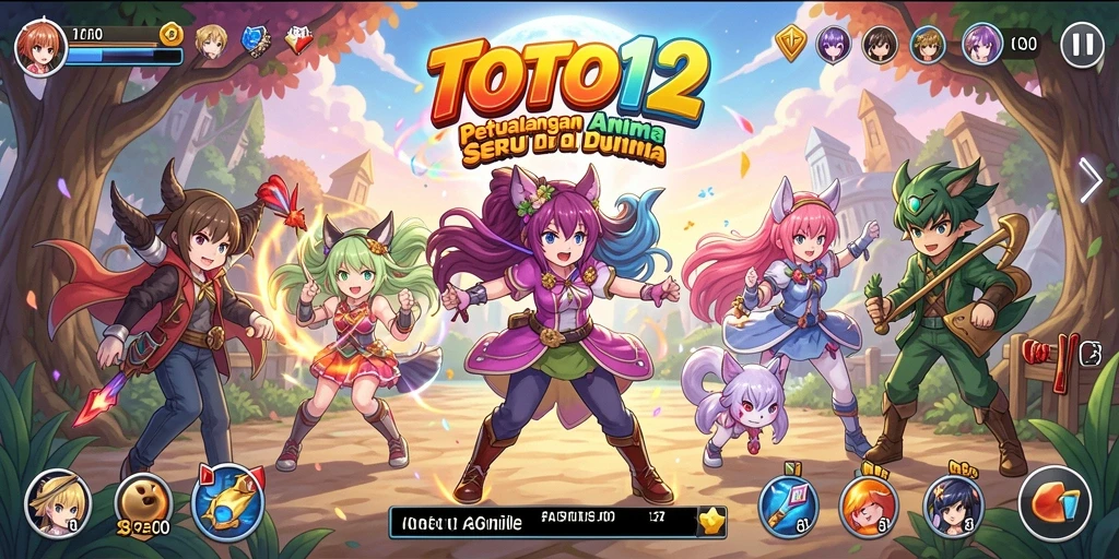 Tangkapan layar TOTO12 menampilkan aksi dinamis dan karakter anime yang hidup.