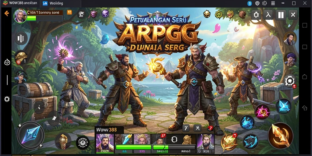 Tangkapan layar gameplay WOW388 yang menampilkan pertempuran epik di dunia ARPG.