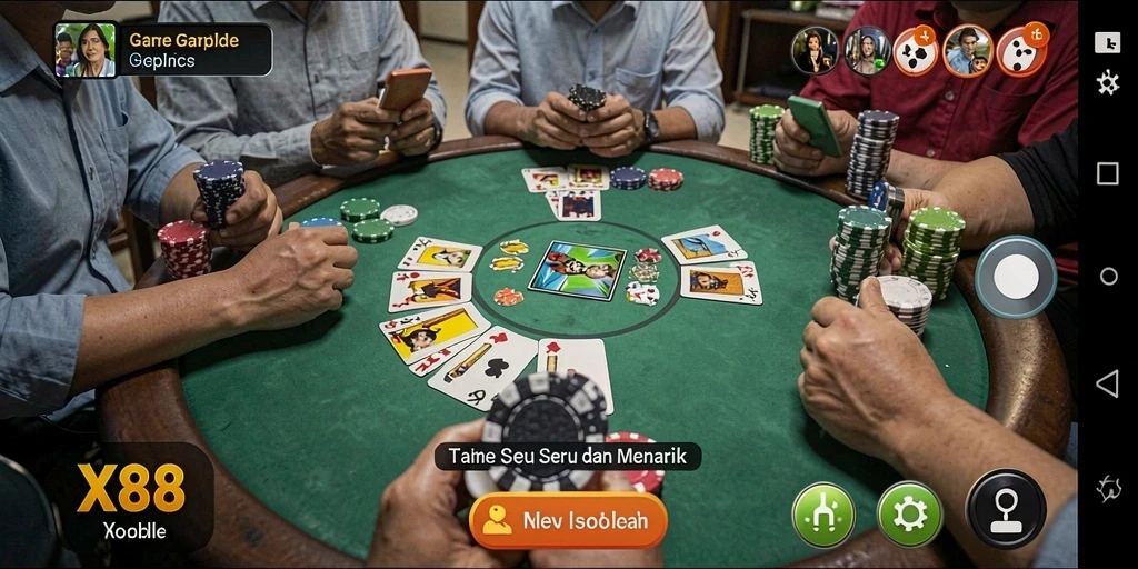Gameplay seru Gaple di aplikasi X88 dengan fitur menarik.